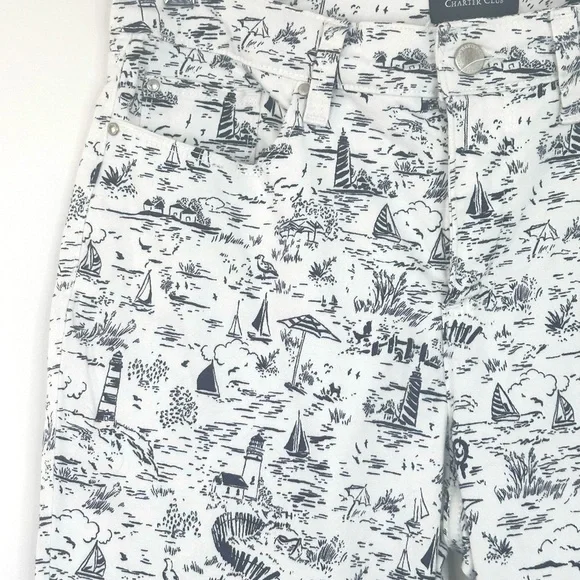 Charter Club‎ Bristol Capri Nautical Coastal 5 pocket Cotton/Spandex Size 8 - Picture 4 of 16